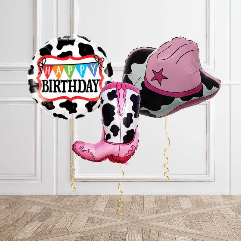 Cowgirl Birthday Helium Balloon Bunch