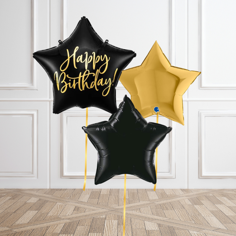 Classic Black & Gold Birthday Balloon Bouquet