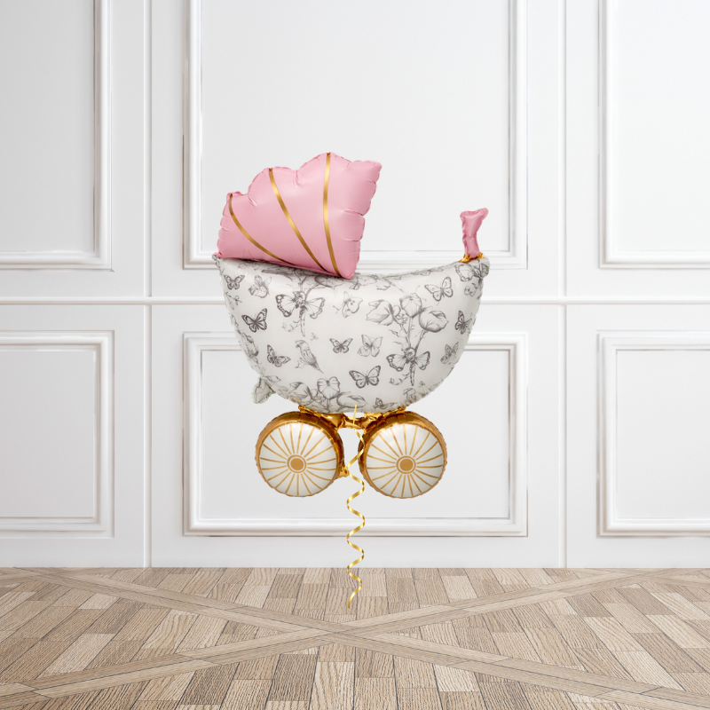 Pink Baby Pram Helium Balloon