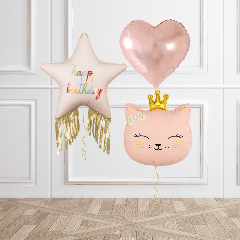 Princess Kitty Birthday Helium Balloon Bunch