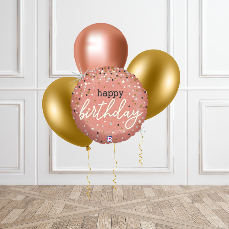 Rose Gold Birthday Balloon Bunch