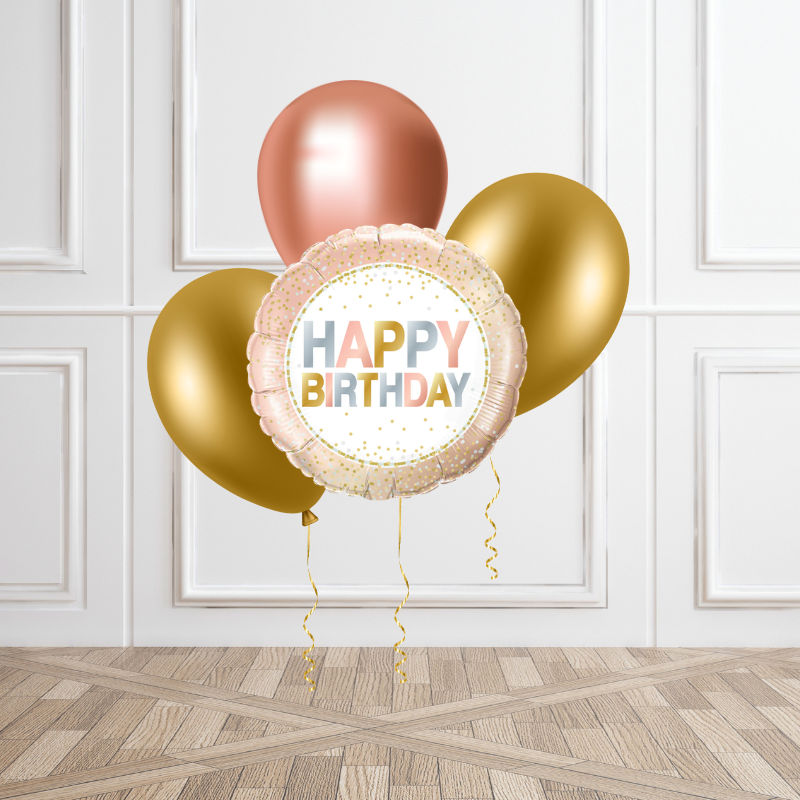 Blush & Gold Birthday Balloon Bunch