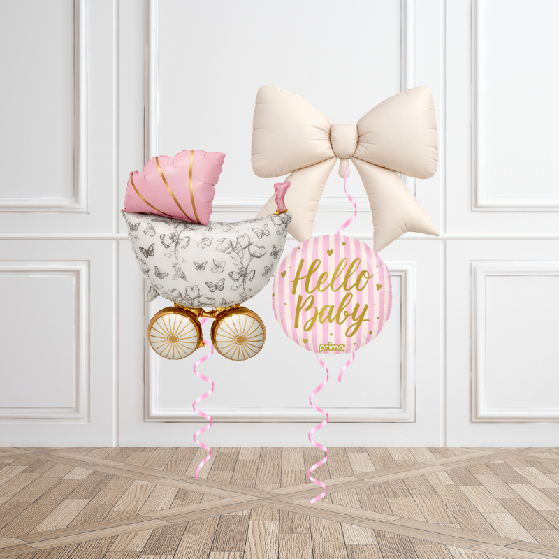 Hello Baby Blush Carriage Balloon Bouquet