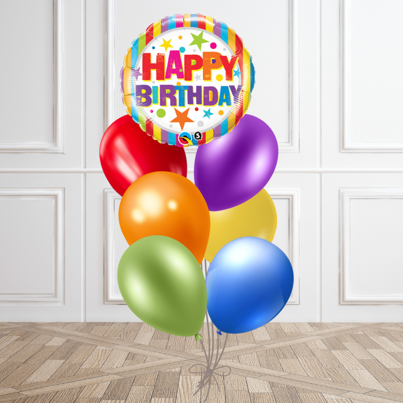 Classic Rainbow Happy Birthday Balloon Bouquet