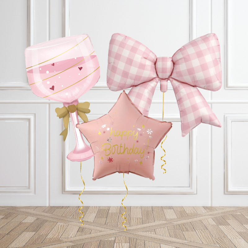 Pink Bow Birthday Helium Bunch