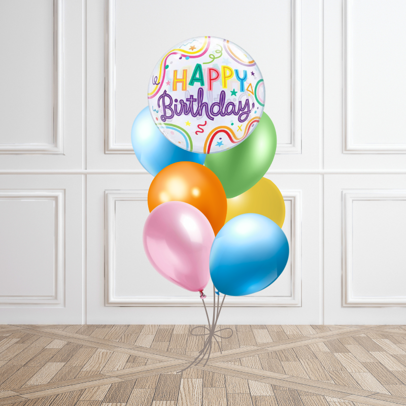 Streamers Party Birthday Helium Bunch