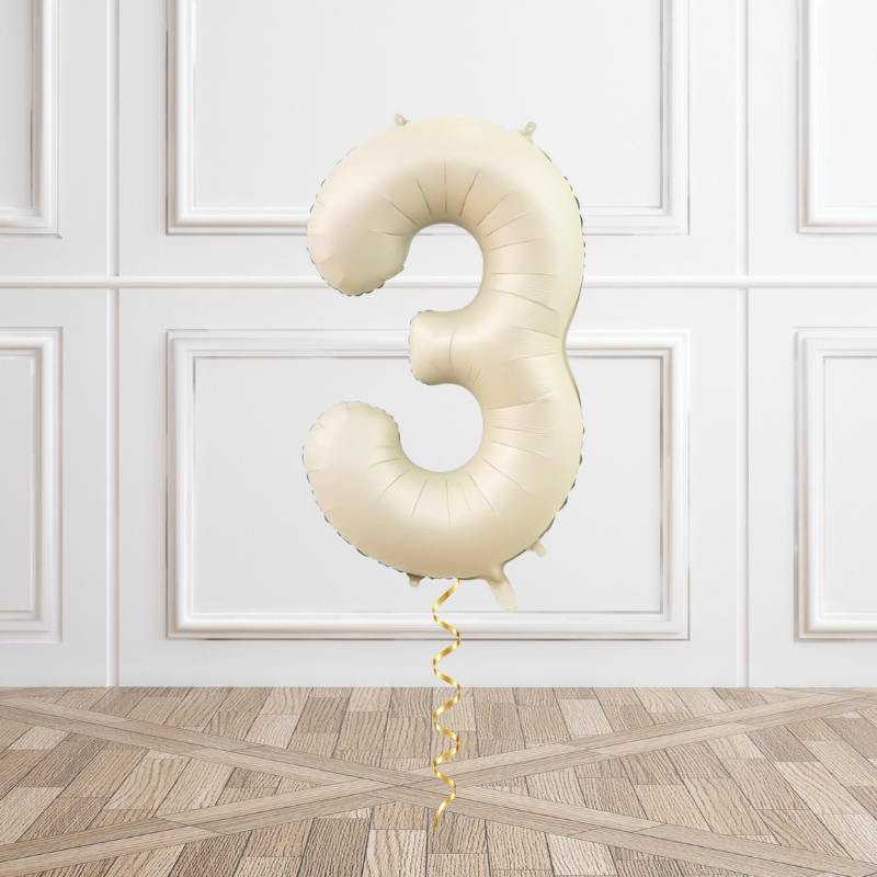 Cream Helium Foil Number Balloon