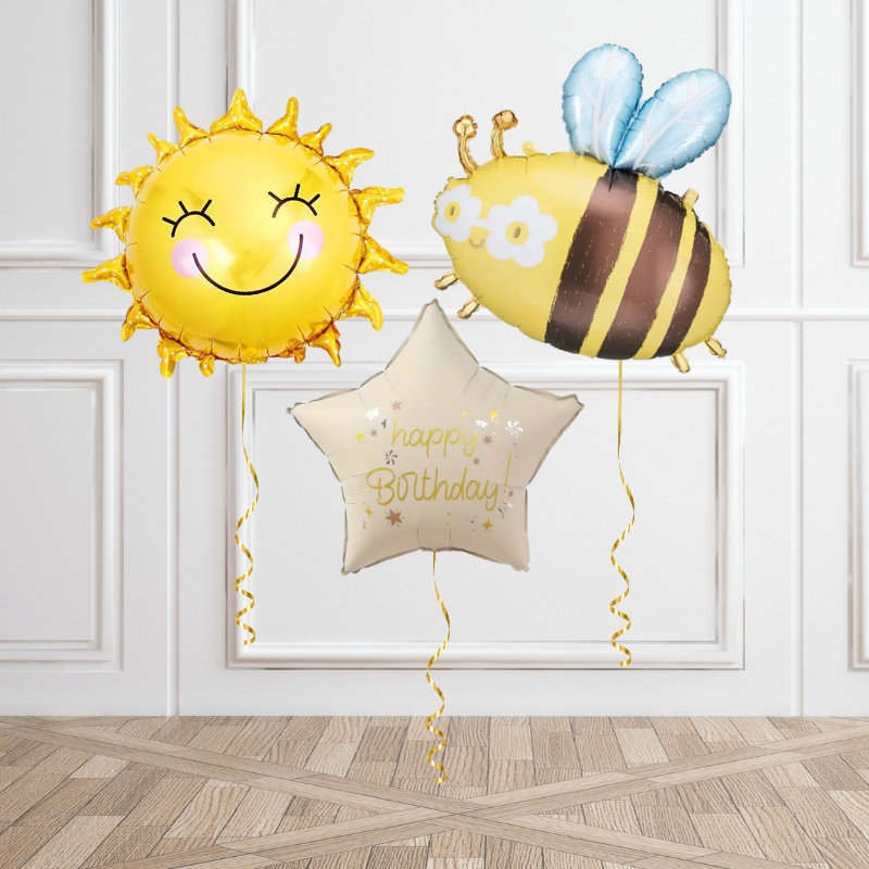 Bee Happy Birthday Helium Balloon Bundle