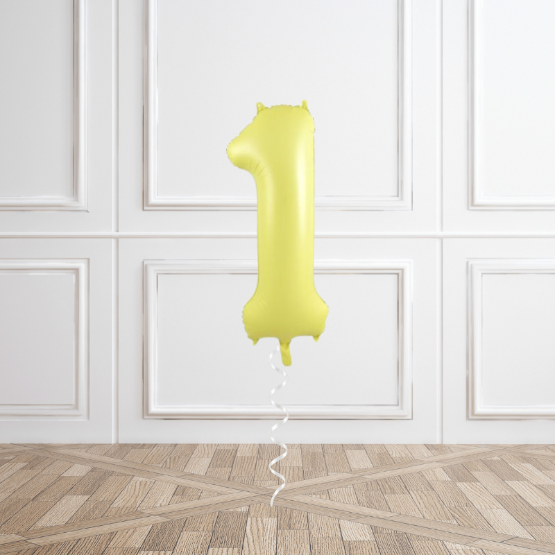 Pastel Yellow Matte Helium Number Balloon