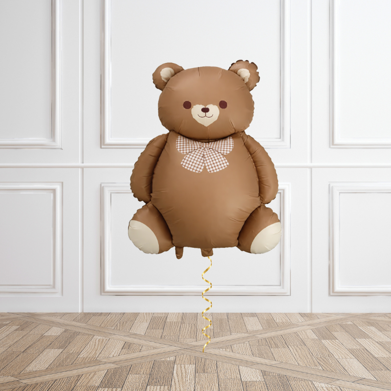 Chocolate Teddy with Bow Helium Balloon