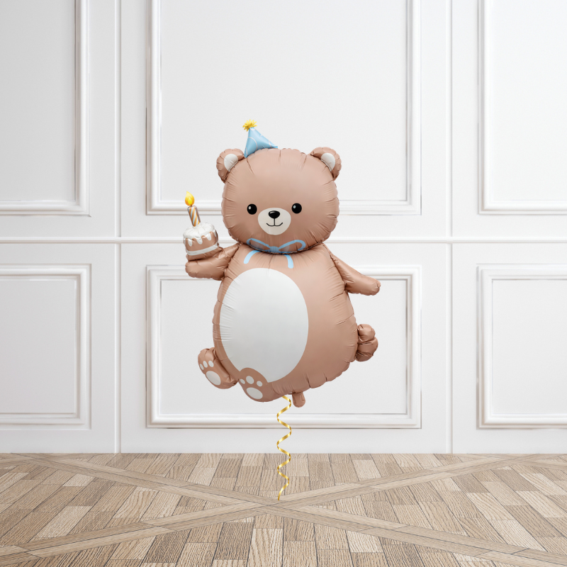 Brown Teddy Bear Birthday Helium Balloon