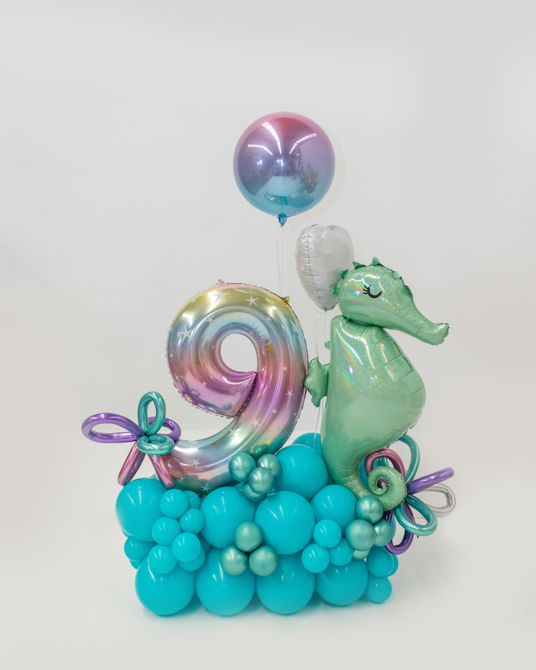Mermaid Seahorse Number Balloon Bunch