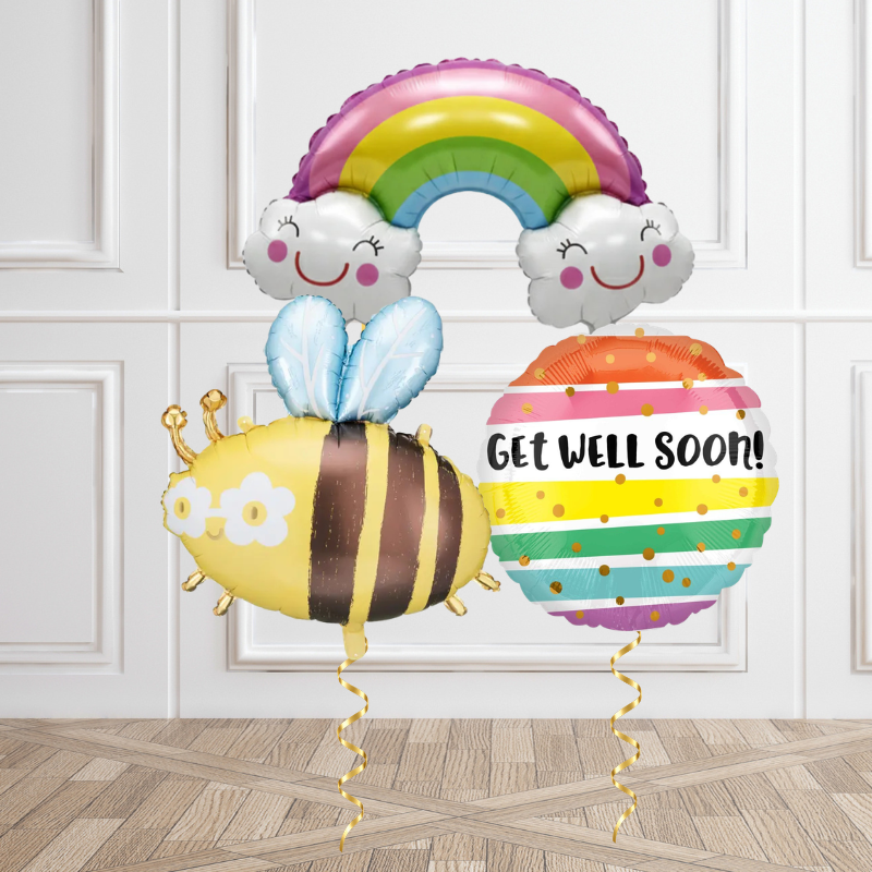 Rainbow & Bumblebee Get Well Helium Bunch
