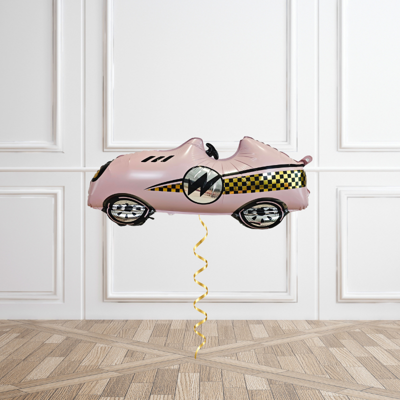 Pink Racing Car Helium Foil Balloon