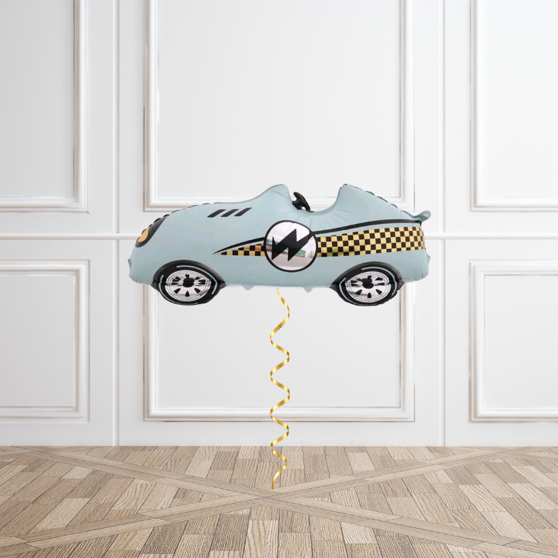 Blue Racing Car Helium Foil Balloon