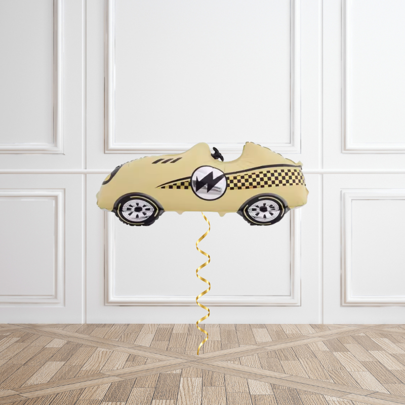 Yellow Racing Car Helium Foil Balloon