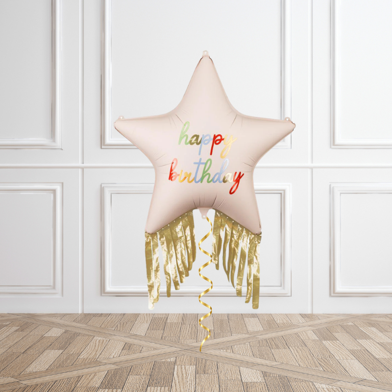 Happy Birthday Star Helium Foil Balloon