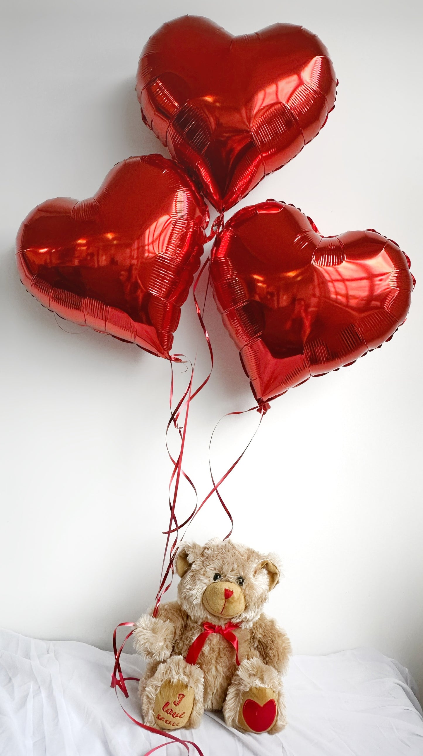 Triple Heart Teddy Balloon Gift
