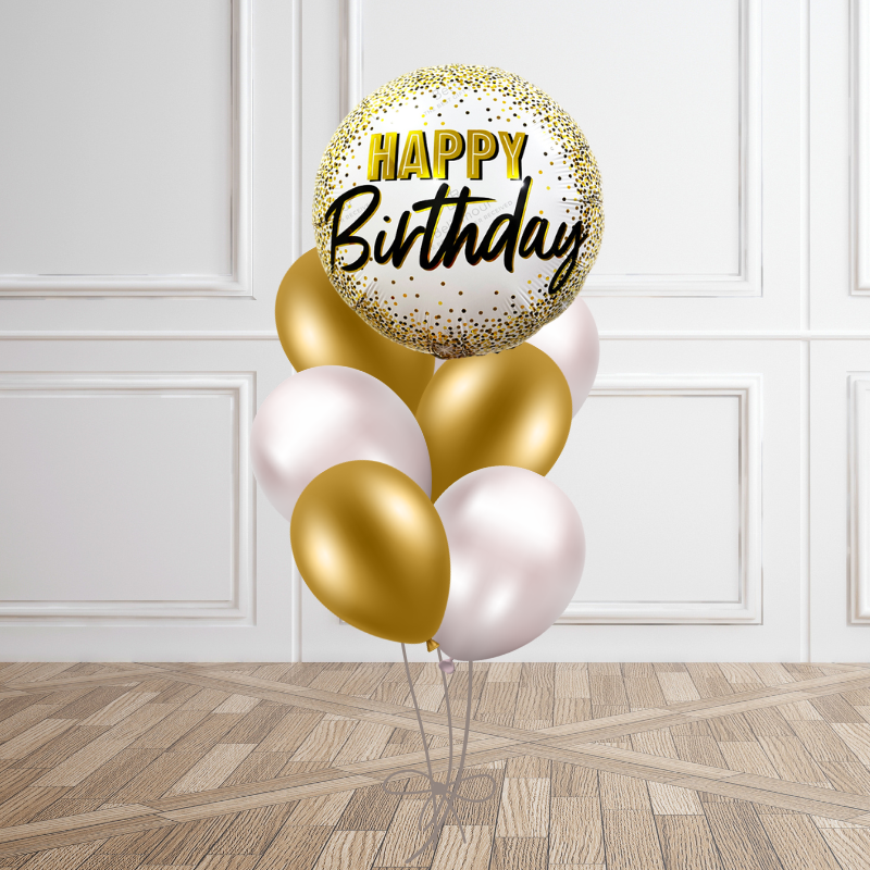 Gold Luxe Birthday Helium Balloon Bunch
