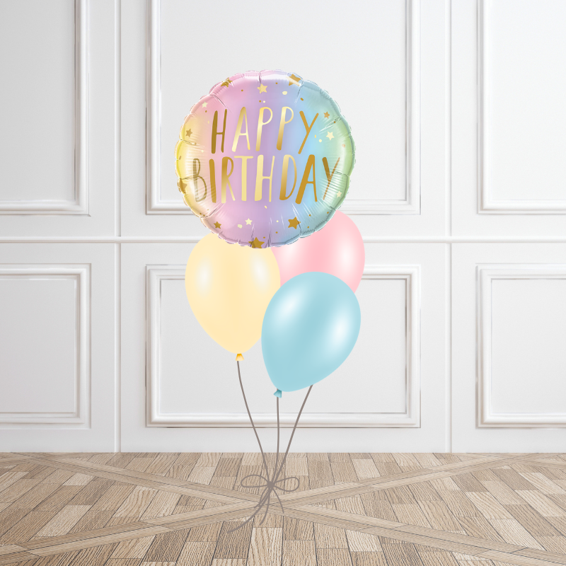 Pastel Dream Birthday Helium Balloon Bunch