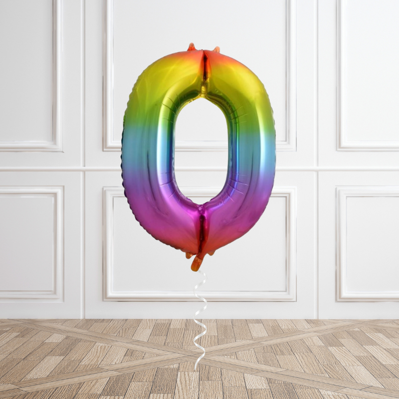 Rainbow Helium Number Balloon