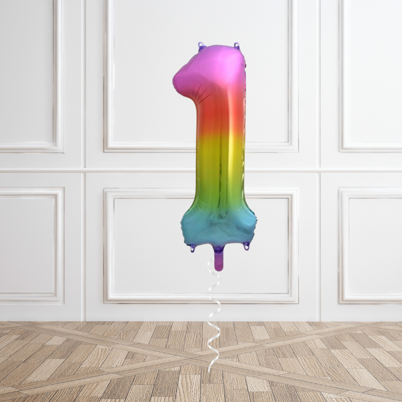 Rainbow Helium Number Balloon
