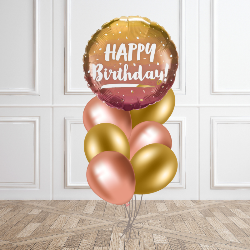 Rose Gold Birthday Glow Balloon Bouquet