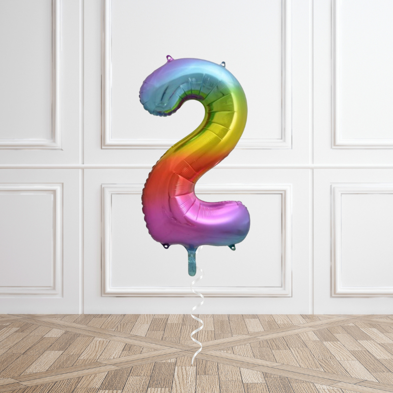 Rainbow Helium Number Balloon