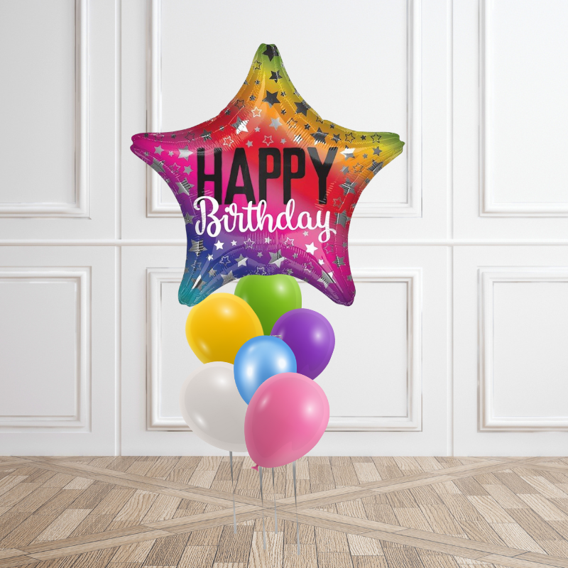 Rainbow Star Birthday Balloon Bouquet