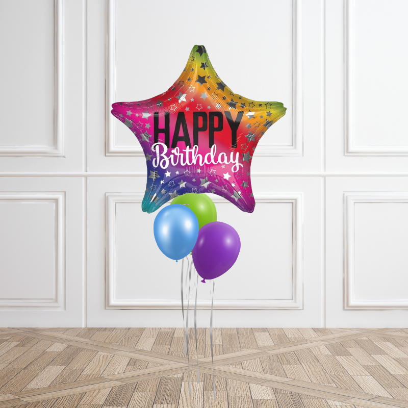 Rainbow Star Birthday Balloon Bouquet