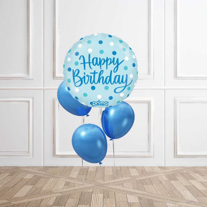 Polka Dot Blue Birthday Balloon Bouquet