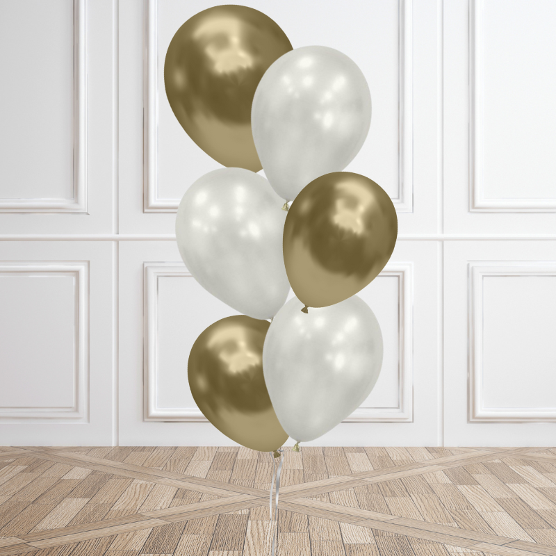 Pearl & Gold Latex Balloon Bouquet