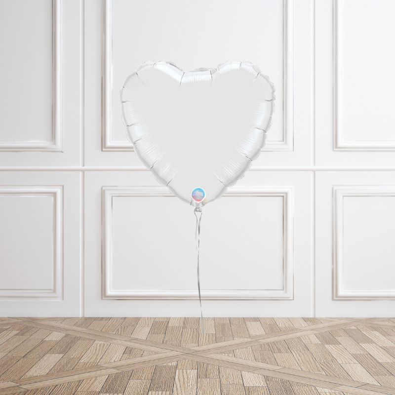 White Helium Foil Heart Balloon