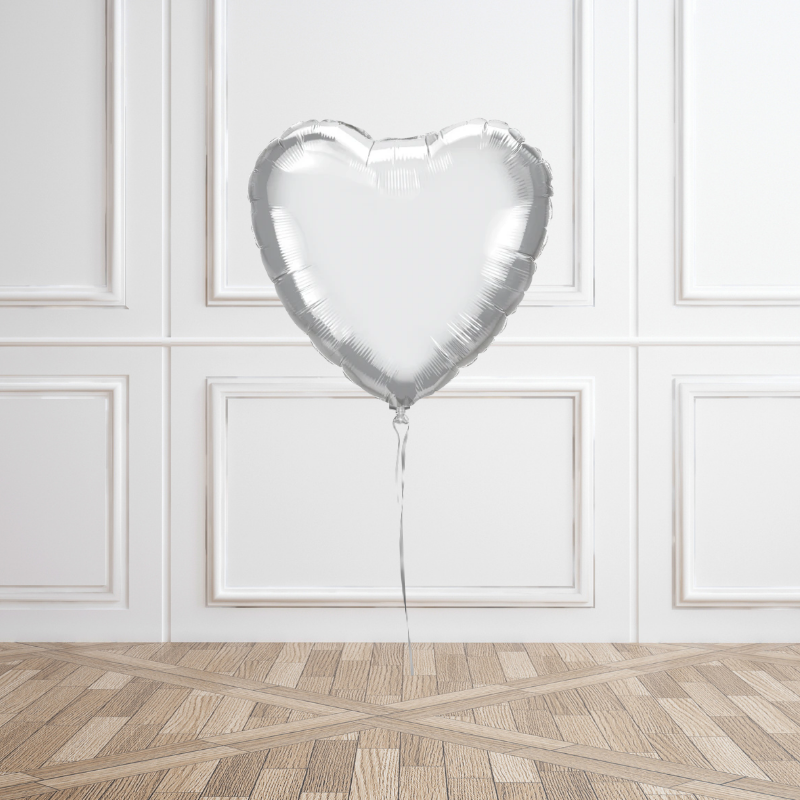 Chrome Silver Helium Foil Heart Balloon