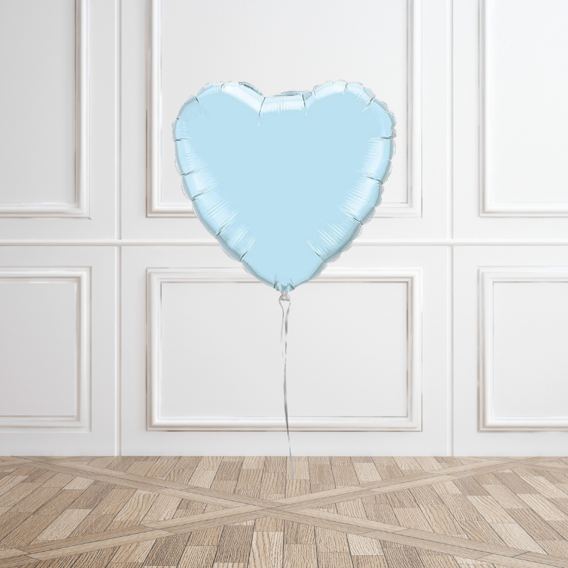 Pearl Light Blue Helium Foil Heart Balloon