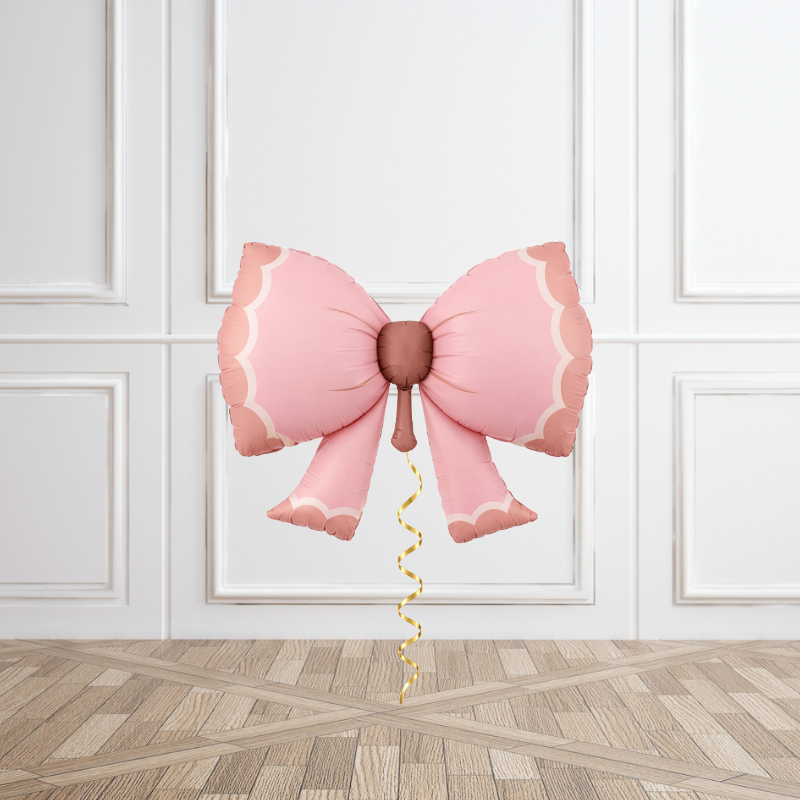 Matte Creme Pink Bow Helium Foil Balloon