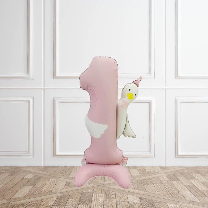 Baby Pink Duck First Birthday Foil Balloon