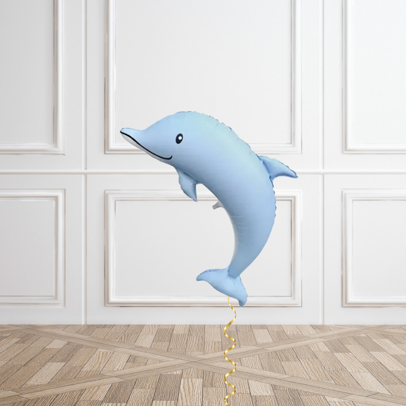Playful Baby Blue Dolphin Helium Foil Balloon