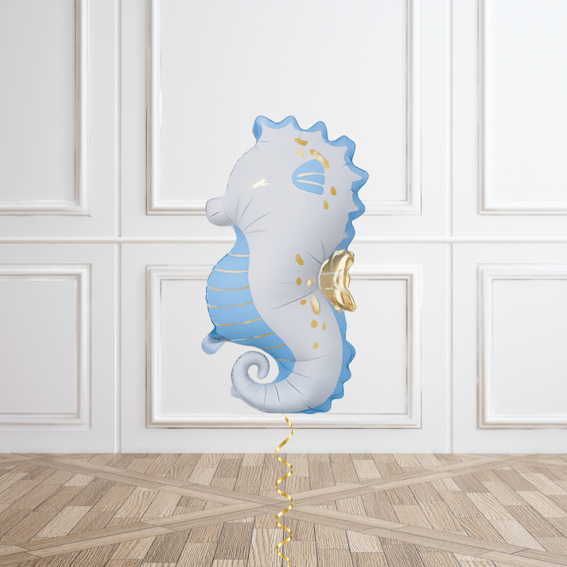 Charming Baby Blue Seahorse Helium Foil Balloon
