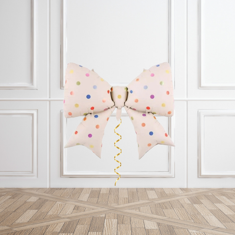 Colourful Polka Dot Bow Helium Foil Balloon