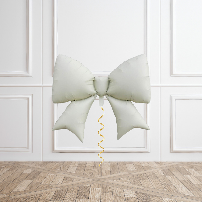 Classic Matte White Bow Helium Foil Balloon
