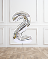 Silver Helium Number Balloon