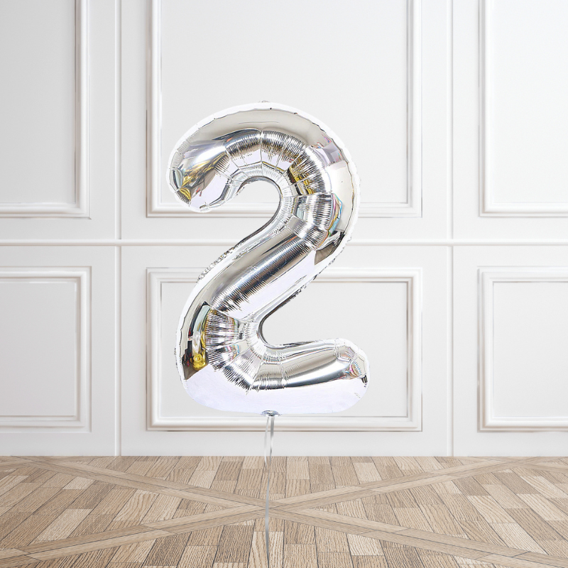 Silver Helium Number Balloon